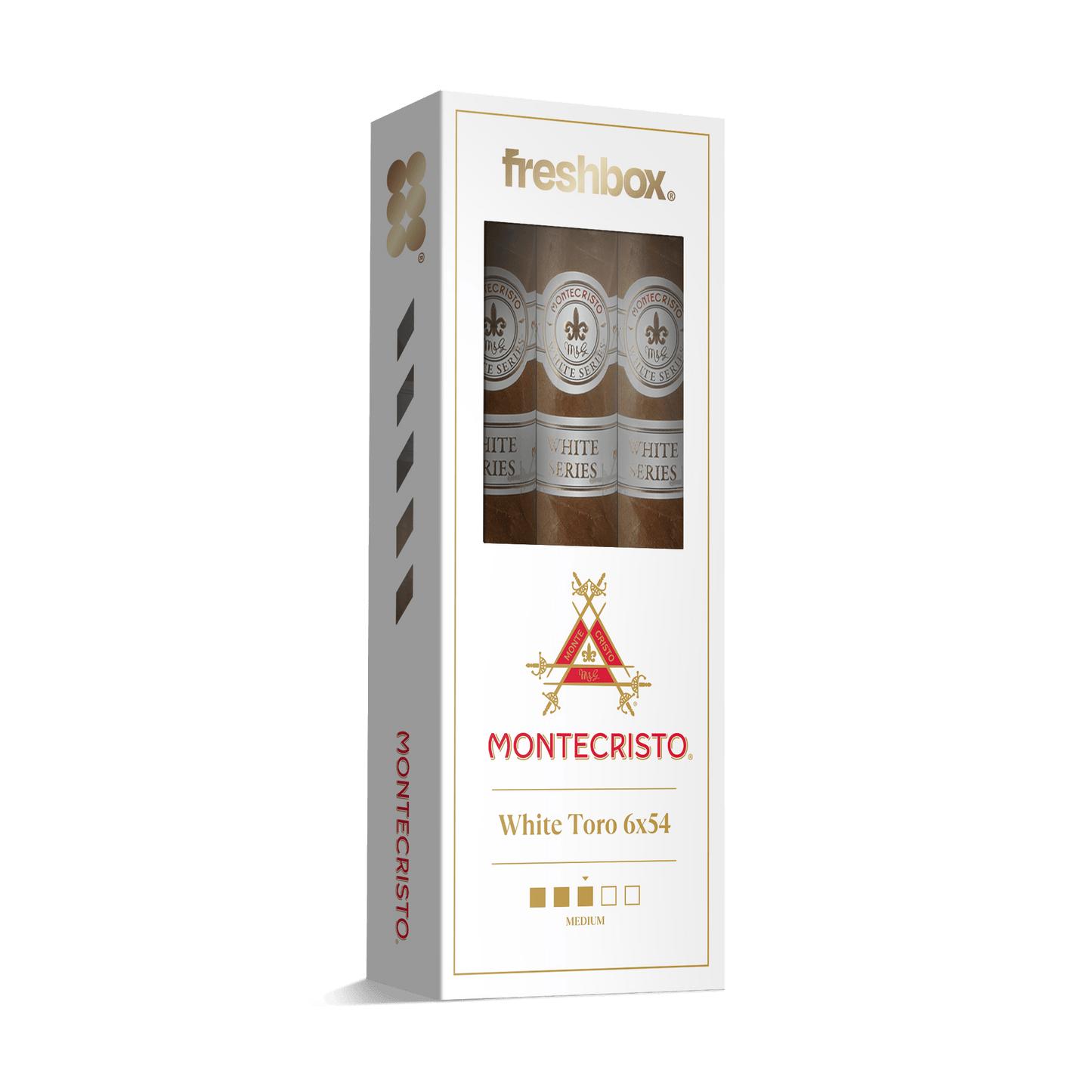 Monte Cristo White Toro 6x54 FreshBox | 3-Pack