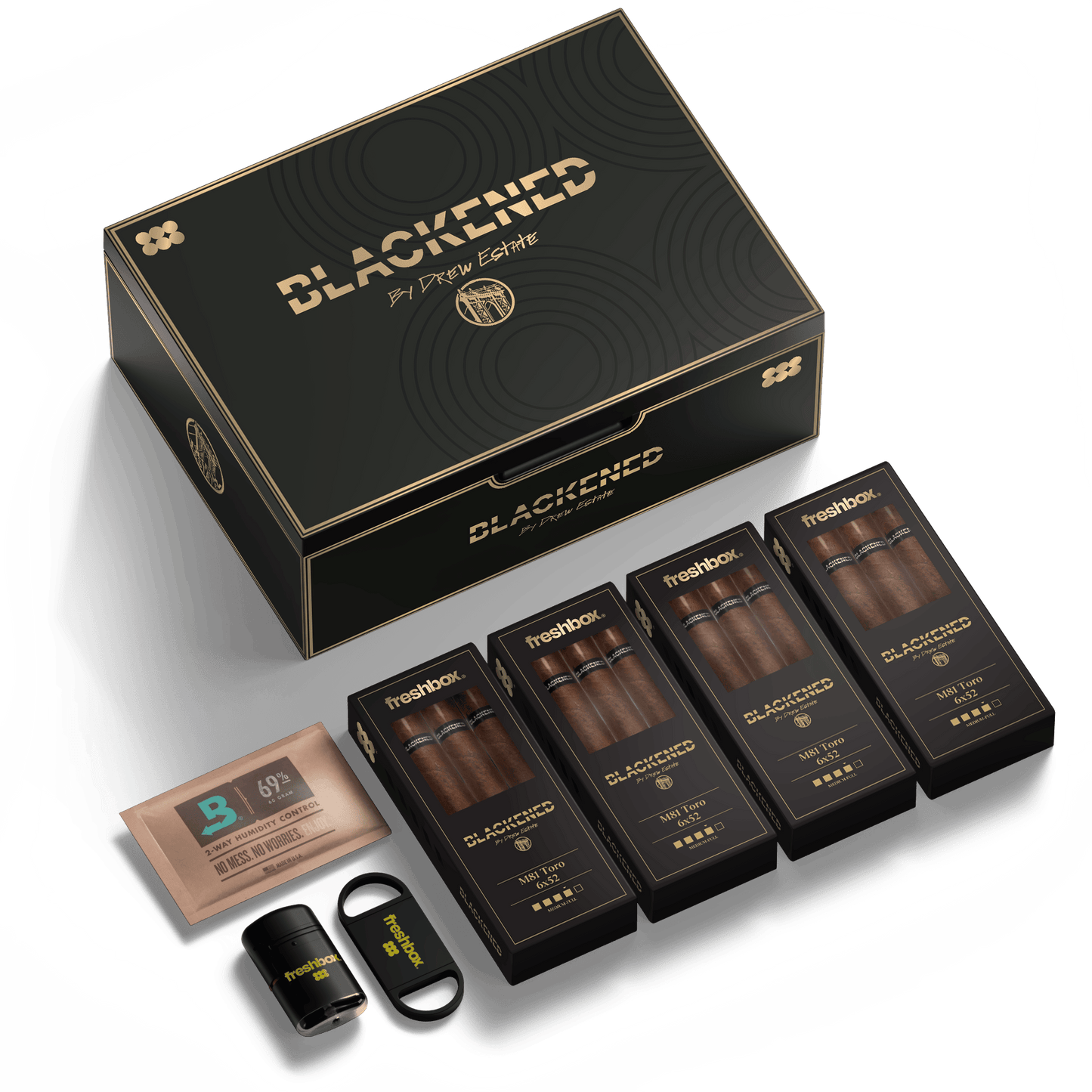 FreshBox™ Blackened Edition Humidor Starter Kit