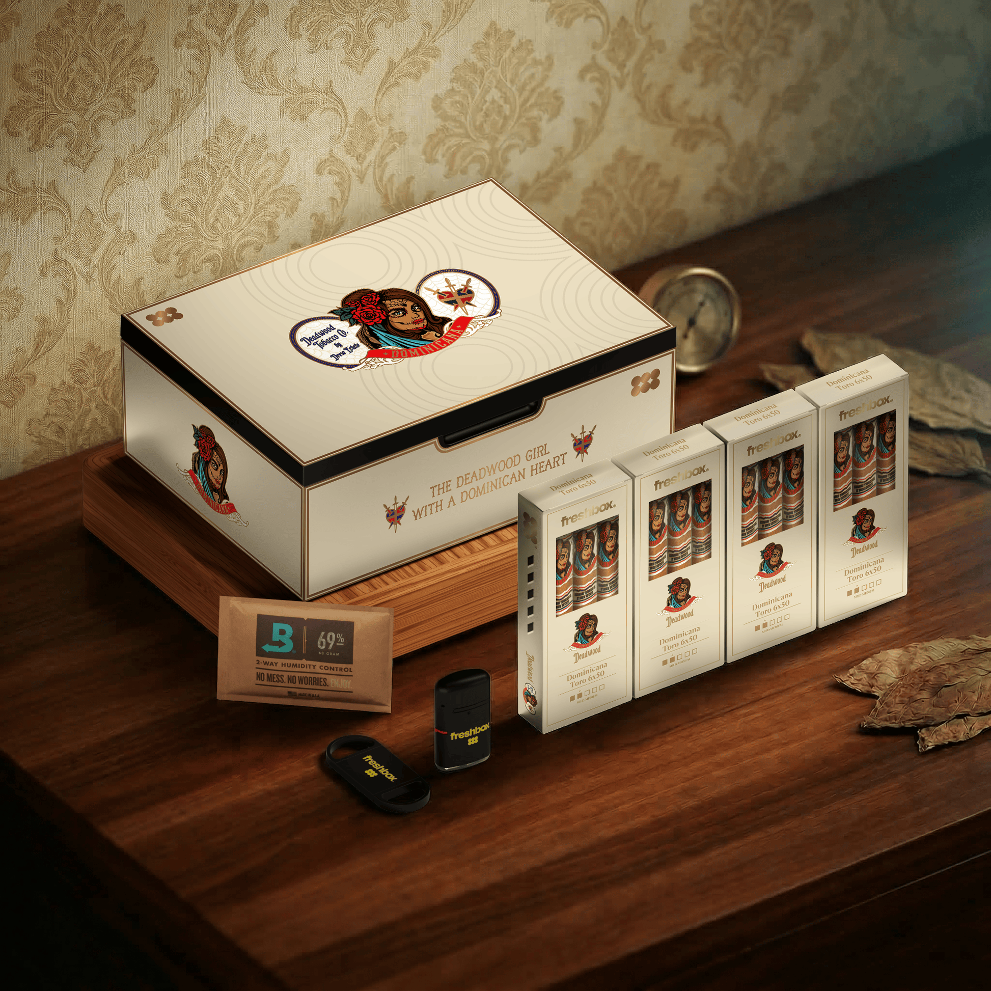FreshBox™ Deadwood Dominicana Edition Humidor Starter Kit