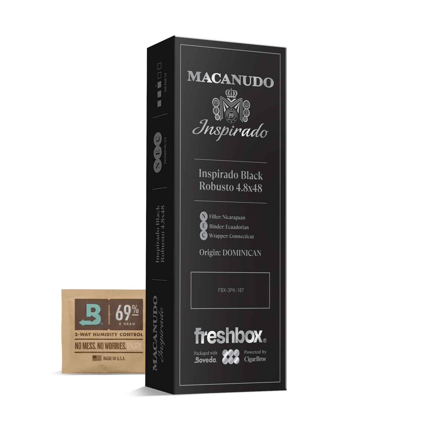 Macanudo Inspirado Black Robusto 4.8x48 FreshBox | Cigar 3-Pack